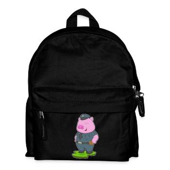 Schwein Polizist Polizei - Kinder Rucksack - Schwarz - Vorne