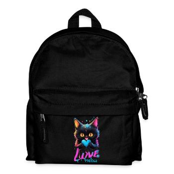 Cute Cat - Multicolored Drips Love - Kids' Backpack - black - Front
