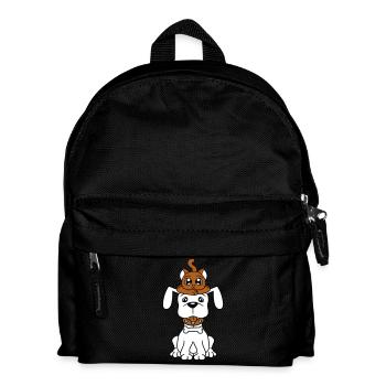 Dog Cat Two Friends Team Kitten 2 Duo Crew - Kids' Backpack - black - Front