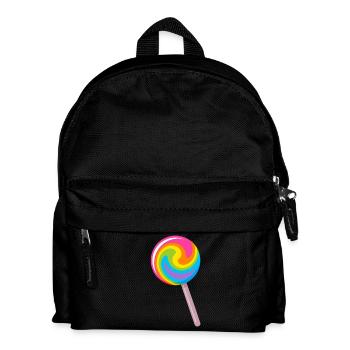 Colourful spiral lollipop in rainbow colours - Kids' Backpack - black - Front