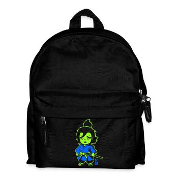 Neon Ninja-Chibi im Kimono - Kinder Rucksack - Schwarz - Vorne