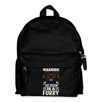 Warning This Person Is A Furry - Kids' Backpack - black - Front