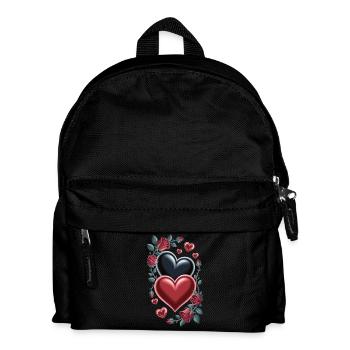 Herz Rosen T-Shirt - Rote Rosen und Herzen - Kinder Rucksack - Schwarz - Vorne