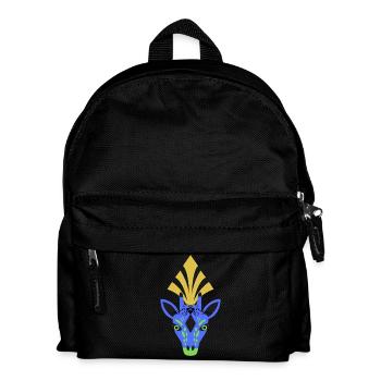 Blaue Giraffe mit Kopfschmuck - Kinder Rucksack - Schwarz - Vorne