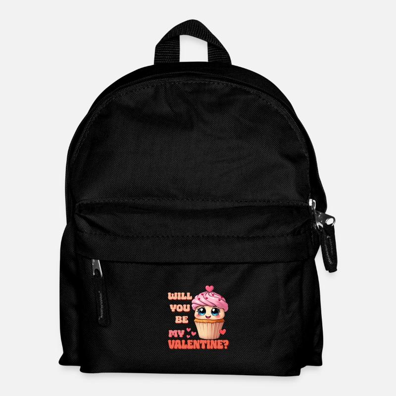 Cupcake - Will you be my Valentine - Kinder Rucksack - Schwarz