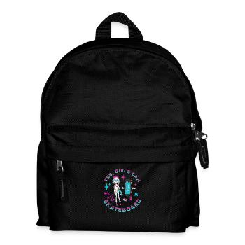 Ja Mädchen können Skateboard Skateboarder Skater Frauen - Kinder Rucksack - Schwarz - Vorne