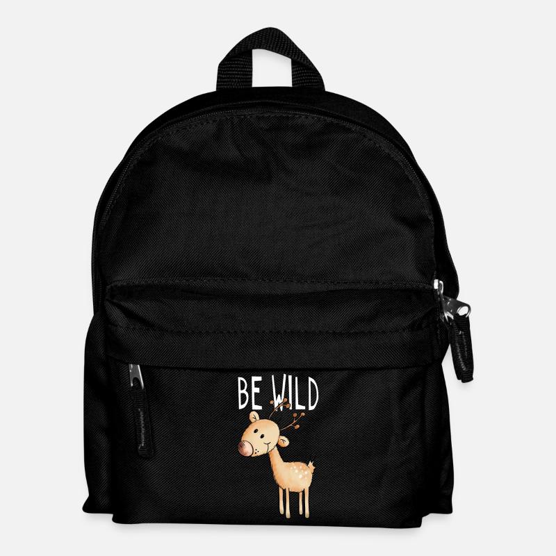 Be Wild Rentier - Hirsch - Reh - Wald - Geschenk - Kinder Rucksack - Schwarz