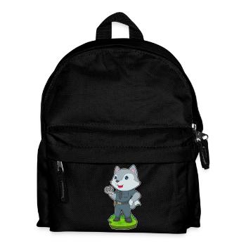 Wolf Polizist Handschellen Polizei - Kinder Rucksack - Schwarz - Vorne