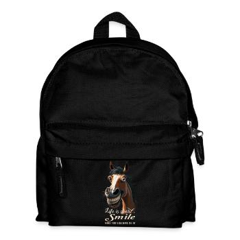 Horse laughs and shows teeth - Kids' Backpack - black - Front