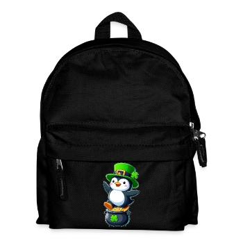 St. Patrick's Day Penguin Cylinder Shamrock - Kids' Backpack - black - Front