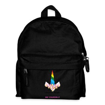 Be Yourself, LGBTQ+, CSD, Regenbogen, Einhorn - Kinder Rucksack - Schwarz - Vorne