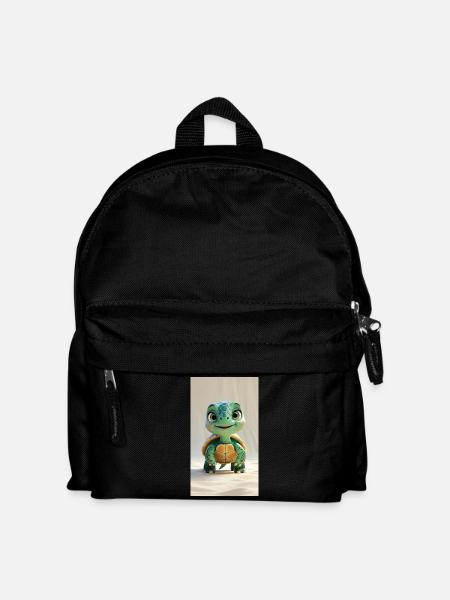 Whimsical 3D Animated Turtle - Kids' Backpack - black