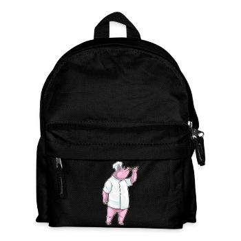 Schwein Koch Kochlöffel Kochen - Kinder Rucksack - Schwarz - Vorne