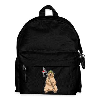 Bär Angler Angelrute Angeln - Kinder Rucksack - Schwarz - Vorne