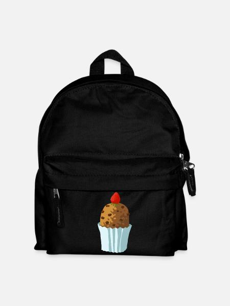 tasty chocolate cake with strawberry - Kids' Backpack - black