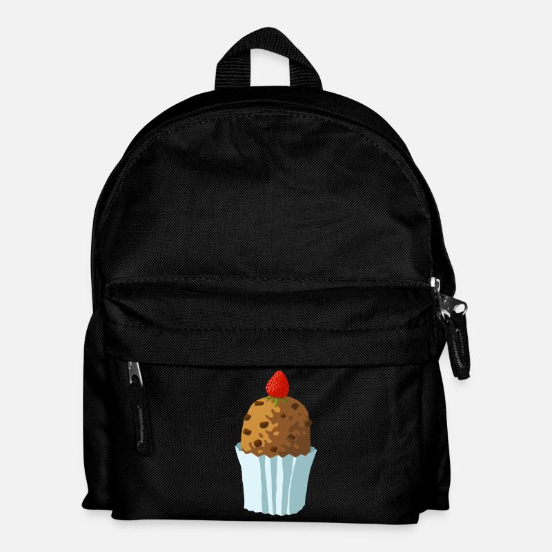 schmackhaftes Schokotörtchen mit Erdbeere - Kinder Rucksack - Schwarz