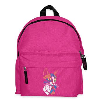 Abstract Geometric Cat Lover - Kids' Backpack - fuchsia - Front