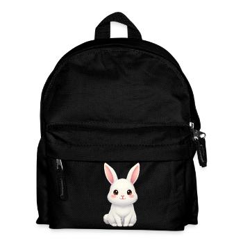 White rabbit with pink ears - Kids' Backpack - black - Front