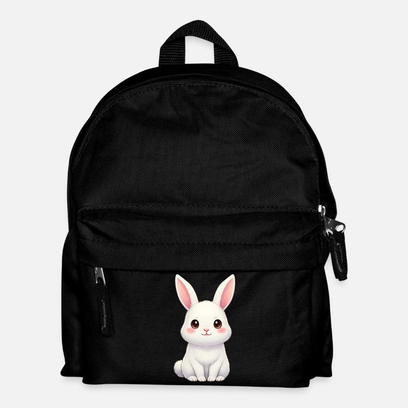 Weißer Hase mit rosa Ohren - Kinder Rucksack - Schwarz