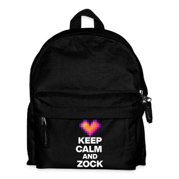 KEEP CALM AND ZOCK! 8 BIT LIEBE RETRO GESCHENK w - Kinder Rucksack - Schwarz - Vorne