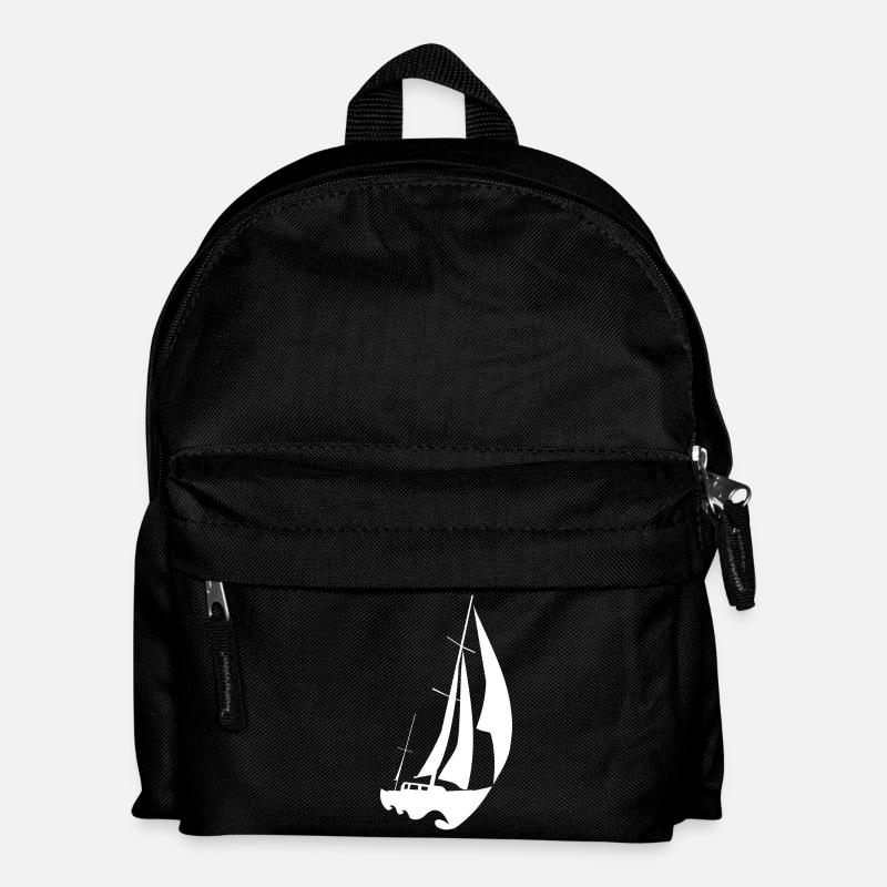 weißes schnelles Segelboot - Kinder Rucksack - Schwarz