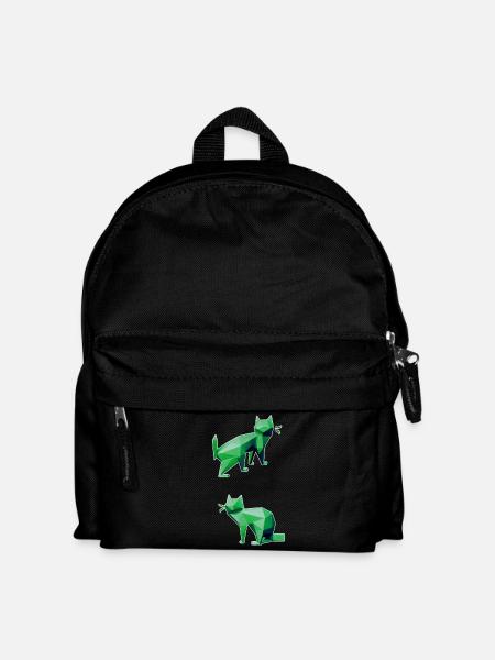 Green Geometry Cats Duo - Kids' Backpack - black