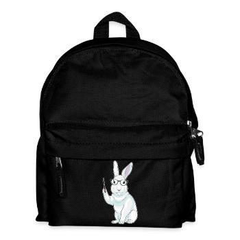 Hase Lehrer Zeigestab Schule - Kinder Rucksack - Schwarz - Vorne
