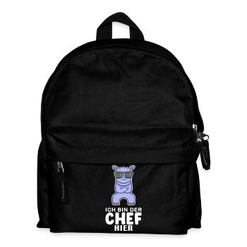 Chef Spruch mit Nashorn Motiv - Kinder Rucksack - Schwarz - Vorne