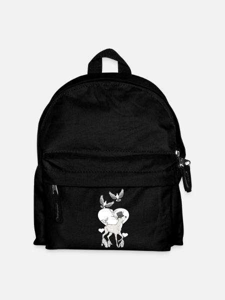 Hirsch Vintage Retro Old School Fantasy Wildtiere - Kinder Rucksack - Schwarz