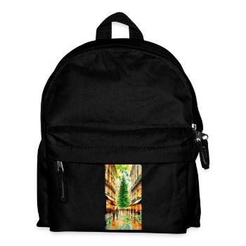 Lebendige Stadtstraße mit Weihnachtsbaum Vibrant - Kinder Rucksack - Schwarz - Vorne