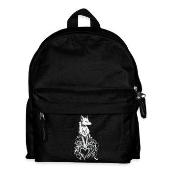 Mystischer Fuchs mit Herz und Flora - Kinder Rucksack - Schwarz - Vorne