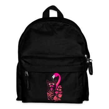Tropische Katze & Flamingo - Sommer 2025 - Kinder Rucksack - Schwarz - Vorne