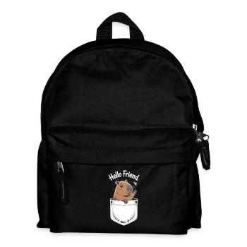 Playful capybara motif with greeting - Kids' Backpack - black - Front