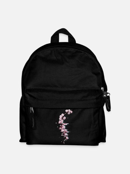 Glitch Cherry Blossom Modern Blossom Branch - Kids' Backpack - black