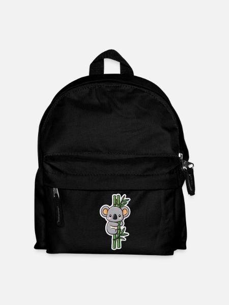 Kawaii Koala mit Bambus – Süßes Sticker Motiv - Kinder Rucksack - Schwarz