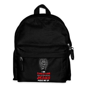 Christian Jesus Faith Savior Red Typography Design - Kids' Backpack - black - Front