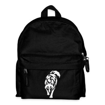 Wolfs Silhouette im Kontrast - Kinder Rucksack - Schwarz - Vorne
