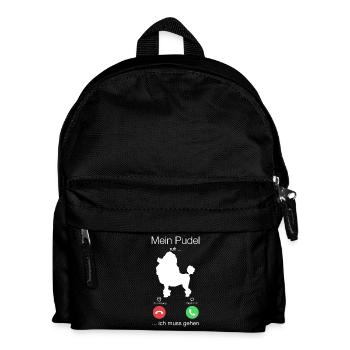 Geschenk Anruf Pudel ruft - Kinder Rucksack - Schwarz - Vorne