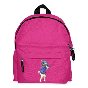 Pug Baseball Baseball Bat - Kids' Backpack - fuchsia - Front