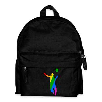 Regenbogen Badminton Tennis Design - Kinder Rucksack - Schwarz - Vorne