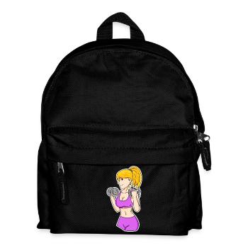 Fitness Woman Dumbbells - Kids' Backpack - black - Front
