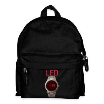 Edelstahl-LED-Uhr mit roter Anzeige - Kinder Rucksack - Schwarz - Vorne