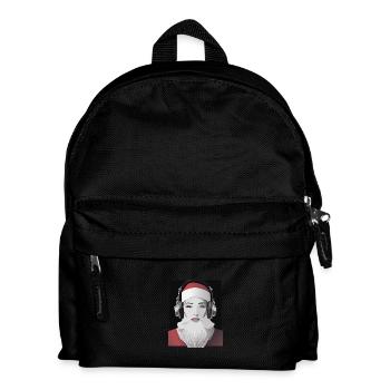 Weihnachtliche Beats - Frau im Weihnachtsmann-Look - Kinder Rucksack - Schwarz - Vorne