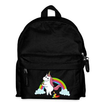 Pooping unicorn rainbow - Kids' Backpack - black - Front
