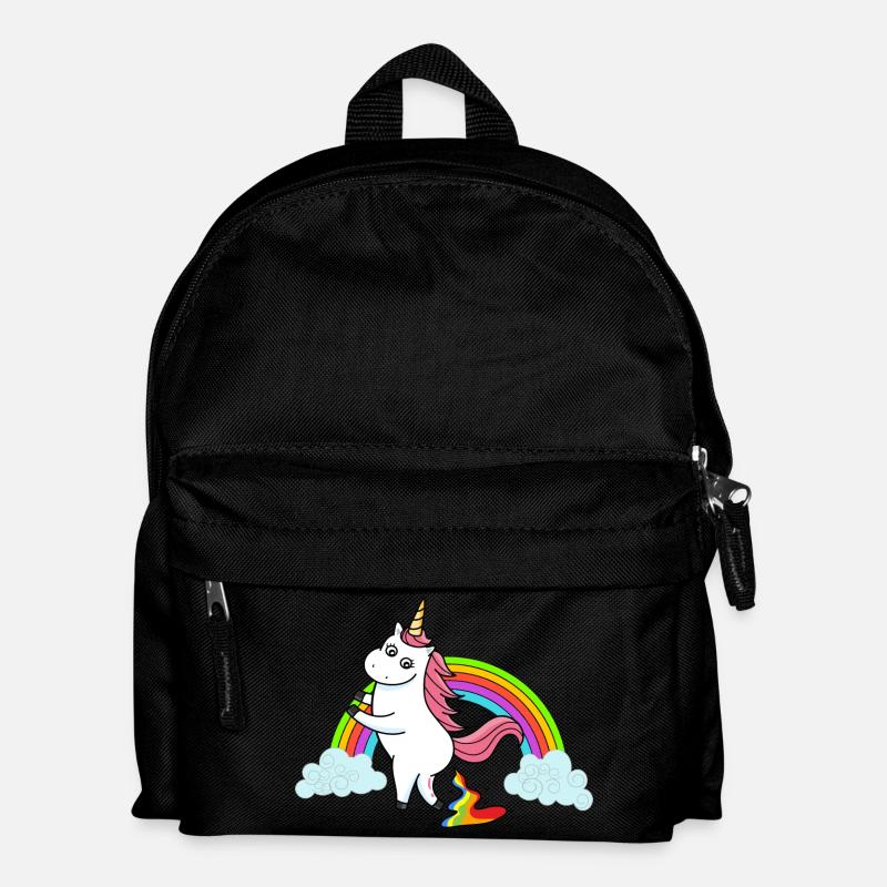 Pooping unicorn rainbow - Kids' Backpack - black