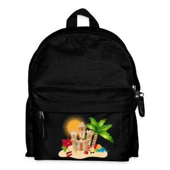 A sand castle on the beach awakens holiday feelings - Kids' Backpack - black - Front