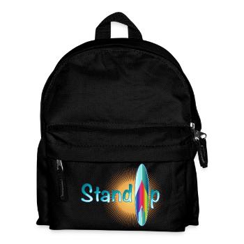 sunny stand up paddling lettering with board - Kids' Backpack - black - Front