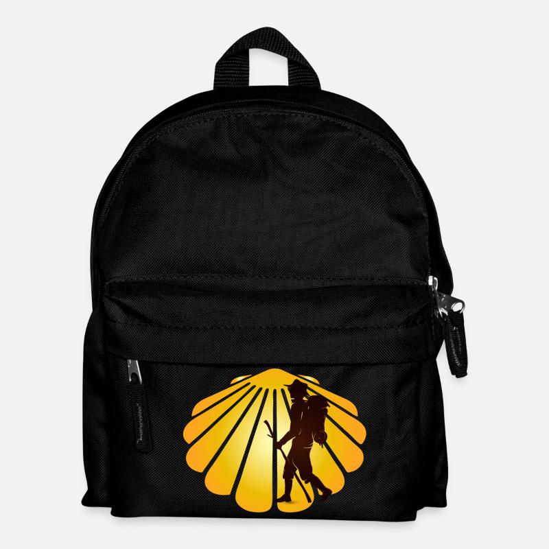 Ein Pilger auf einem Pilgerweg mit Jakobsmuschel - Kinder Rucksack - Schwarz