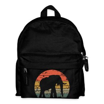 Elefant Retro Silhouette Tierwelt Elefantenliebhaber - Kinder Rucksack - Schwarz - Vorne