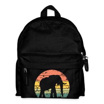 Elefant Retro Silhouette Tierwelt Elefantenliebhaber - Kinder Rucksack - Schwarz - Vorne